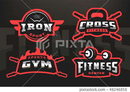 Set sport, logo emblem on a dark background. Set sport, logo emblem on a dark background. 48246858