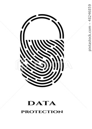 Fingerprint padlock logo, sign. 48246859