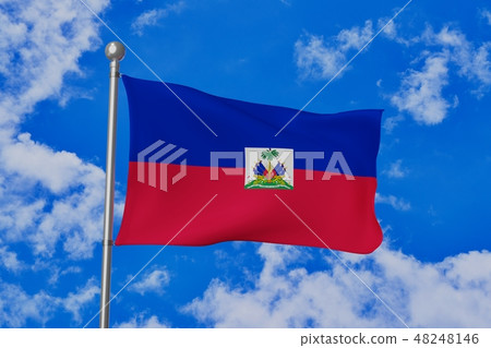 Flapping Haitian flag 48248146