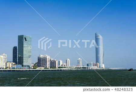 Xiamen skyline with blue sky 48248323