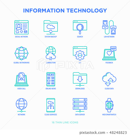 Information technology thin line icons set Information technology thin line icons set 48248823