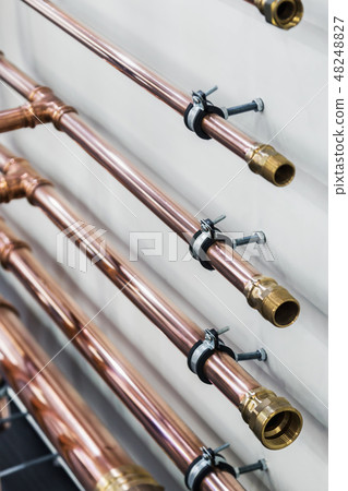 copper pipes and fittings for carrying out plumbing work.   48248827