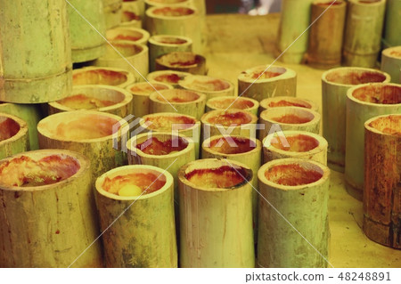 Rice roasted in bamboo Rice roasted in bamboo 48248891