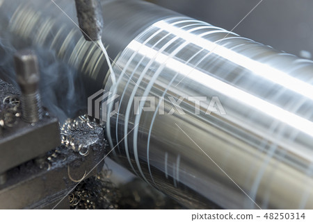 The closeup of lathe machine . The closeup of lathe machine . 48250314