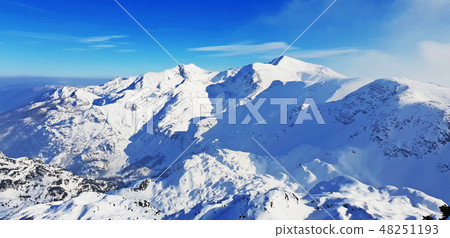 Panoramic view of the snowy mountains in Slovenia Panoramic view of the snowy mountains in Slovenia 48251193