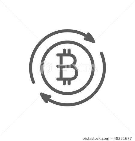 Bitcoin coin sign, cryptocurrency exchange line... - Stock Illustration ...