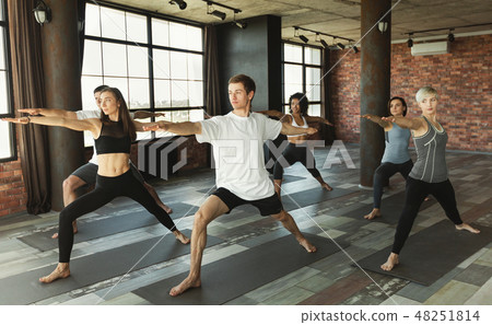 Millennials do yoga, concept 48251814