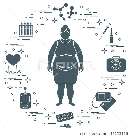 Fat woman, medical devices, tools and medicines 48253116