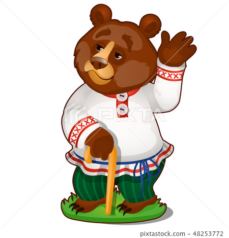 Animated bear in clothes isolated on white background. The character of Russian folk tales. Vector Animated bear in clothes isolated on white background. The character of Russian folk tales. Vector 48253772