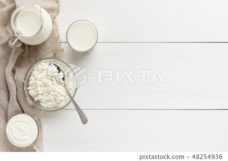 Dairy products composition, top view, copy space Dairy products composition, top view, copy space 48254936