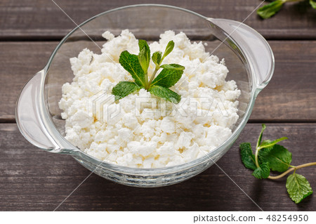 Cottage cheese in bowl Cottage cheese in bowl 48254950