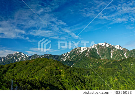 Echigo Komagatake in early summer seen from the neighboring bushes and Nakanodake 48256058