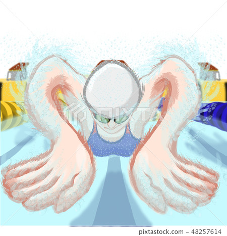 女游泳運動員蝴蝶前面 女游泳運動員蝴蝶前面 48257614