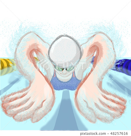 女游泳運動員蝴蝶前面 女游泳運動員蝴蝶前面 48257616