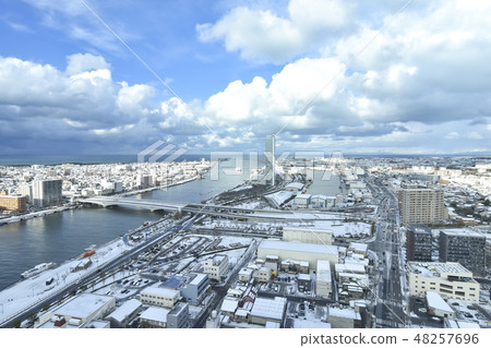 新潟市冬季景觀(北側從媒體購物樓查看) 新潟市冬季景觀(北側從媒體購物樓查看) 48257696
