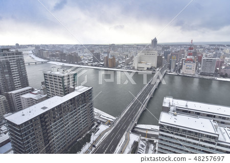 Niigata city landscape in winter (view from the media shop floor to the west side) 48257697