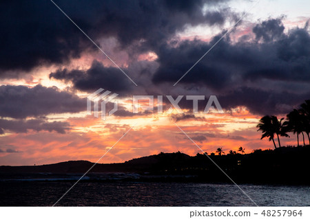 sunset, blue water, marine 48257964