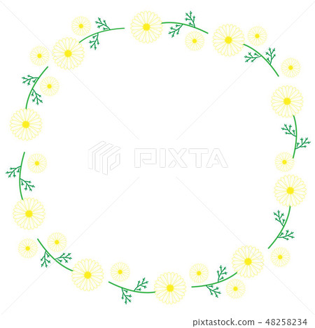 Margaret flower and leaf round frame 48258234