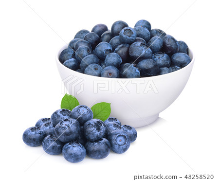 blueberry in the white bowl isolated on white  48258520