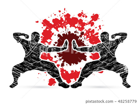 Kung fu action ready to fight graphic vector Kung fu action ready to fight graphic vector 48258779