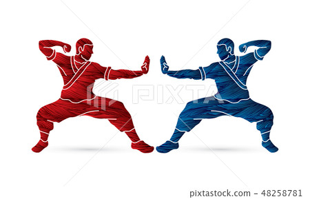 Kung fu action ready to fight graphic vector 48258781
