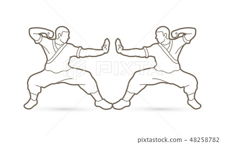 Kung fu action ready to fight graphic vector Kung fu action ready to fight graphic vector 48258782