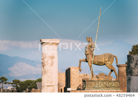 Pompeii, Italy. Statue Of Centaur On Territory Of Forum Pompeii, Italy. Statue Of Centaur On Territory Of Forum 48259464