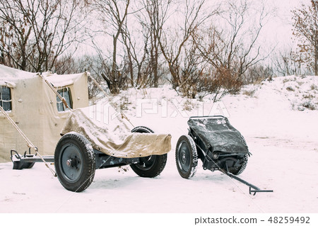 German Military Ammunition. German Anti-tank Gun That Fired A 3.7 Cm Calibre Shell And Infantry Cart 48259492