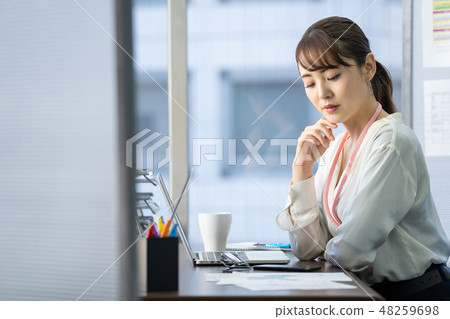 Business woman desk work office business image Business woman desk work office business image 48259698