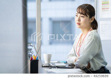 Business woman desk work office business image Business woman desk work office business image 48259699