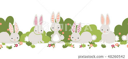 Bunny seamless vector border. Cute bunnies repeat Bunny seamless vector border. Cute bunnies repeat 48260542