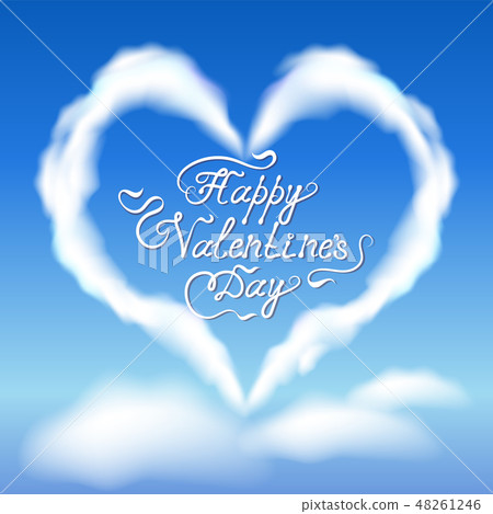 Cloud heart in blue sky with clouds - Stock Illustration [48261246] - PIXTA
