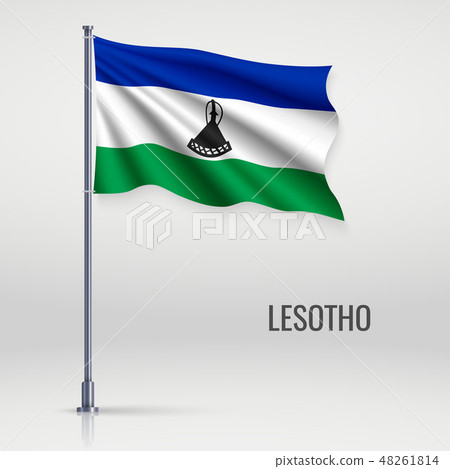Waving flag on flagpole Waving flag on flagpole 48261814