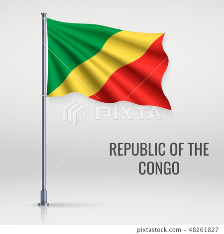 Waving flag on flagpole Waving flag on flagpole 48261827