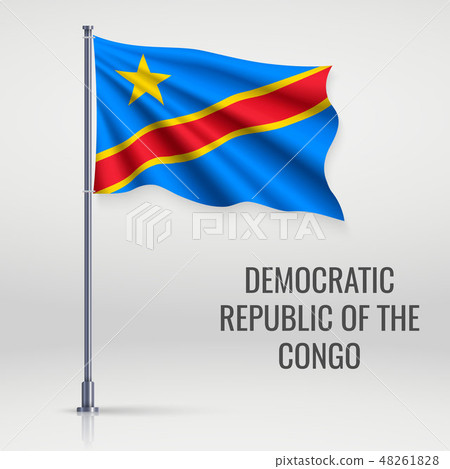 Waving flag on flagpole Waving flag on flagpole 48261828