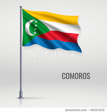 Waving flag on flagpole Waving flag on flagpole 48261829