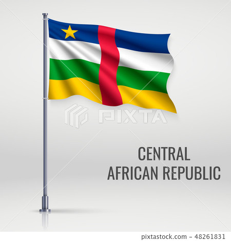 Waving flag on flagpole Waving flag on flagpole 48261831