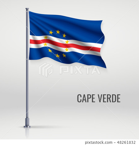 Waving flag on flagpole Waving flag on flagpole 48261832