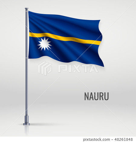 Waving flag on flagpole Waving flag on flagpole 48261848