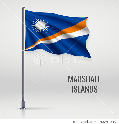 Waving flag on flagpole Waving flag on flagpole 48261849