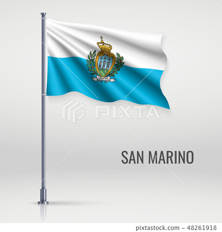 Waving flag on flagpole. 48261918