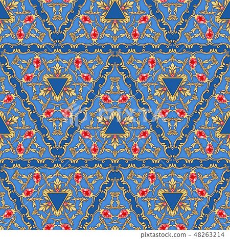 Seamless pattern with gems and gold 48263214