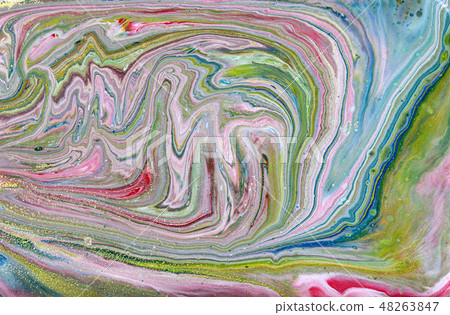 Pink, mint and gold marbling pattern. Golden marble liquid texture. 48263847