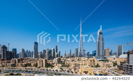 [迪拜城市景觀]哈利法塔和城市景觀全景白天 48264820