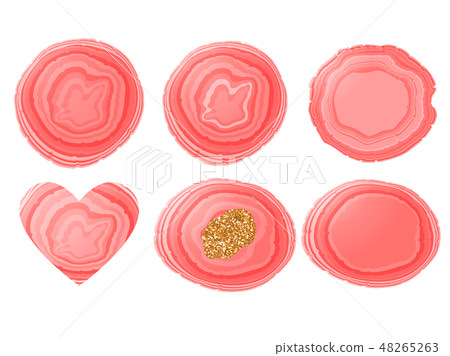 Vector Set Stone slice trendy coral orange color. 48265263