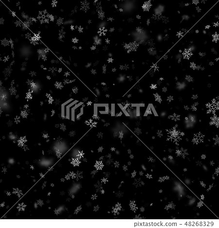 Christmas, New year snowflakes stars on a black background. Falling snow template. EPS 10 Christmas, New year snowflakes stars on a black background. Falling snow template. EPS 10 48268329