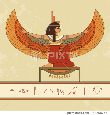 The Egyptian goddess Isis. Animation portrait of the beautiful Egyptian woman. 48268744