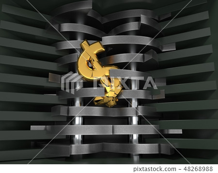 dollar dropped in shredder. economic crisis concept. 3d illustration. 48268988