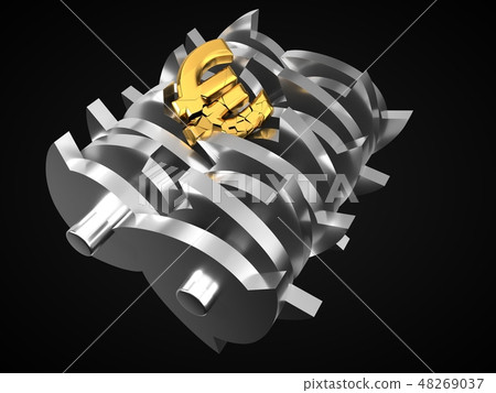 euro dropped in shredder. brexit crisis concept. 3d illustration. 48269037