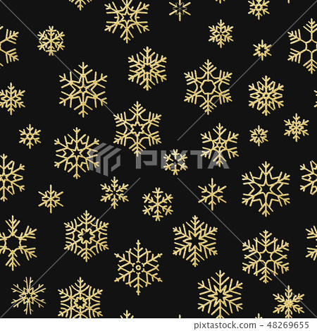 Seamless holiday texture, Christmas pattern with gold snowflakes decoration for textiles, brochure 48269655